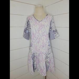 NWT Boutique Perfect Peach Purple & white drop waist mini dress